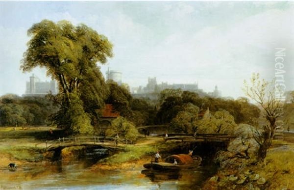 View Of Windsor Castle Oil Painting by Thomas Creswick