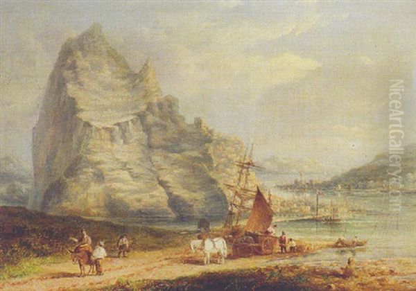 The Rock Of Gilbraltar Oil Painting by Thomas Creswick