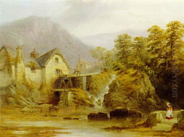 Mill Of Trefriw, Near Llanrwst, North Wales by Thomas Creswick