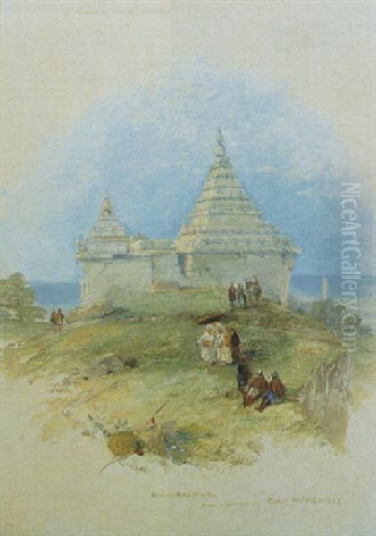 The Ancient Hindu Temple At Mahabalipur, India Oil Painting by Thomas Creswick