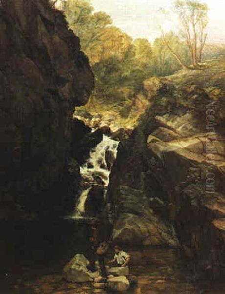 The Trout Stream Oil Painting by Thomas Creswick