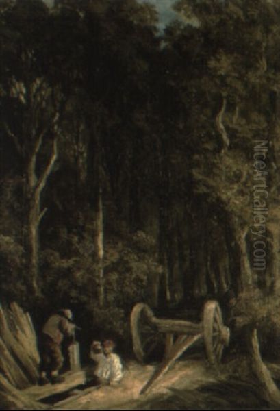 Woodcutters Oil Painting by Thomas Creswick