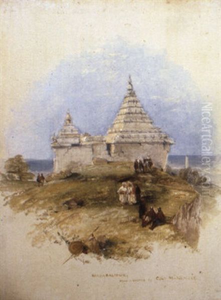 The Sea Temple, Mahabalipuram Oil Painting by Thomas Creswick