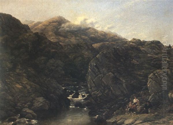 Morning In A Welsh Valley Oil Painting by Thomas Creswick