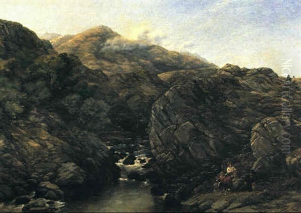 Morning In A Welsh Valley Oil Painting by Thomas Creswick