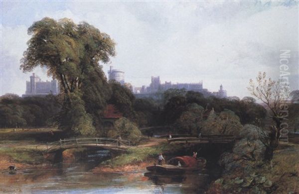 View Of Windsor Castle Oil Painting by Thomas Creswick