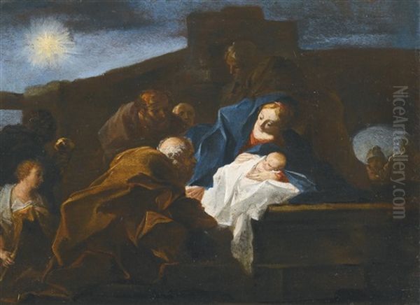 The Adoration Of The Shepherds Oil Painting by Pierre-Louis Cretey