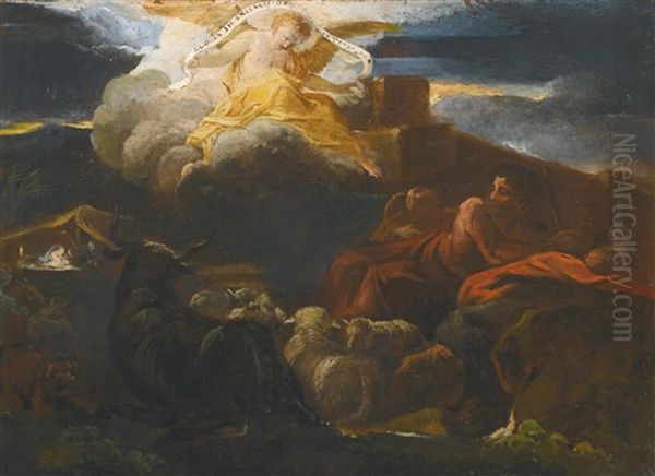 The Annunciation To The Shepherds Oil Painting by Pierre-Louis Cretey