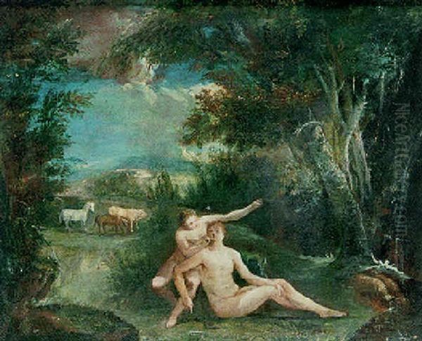 Adam Et Eve Oil Painting by Pierre-Louis Cretey