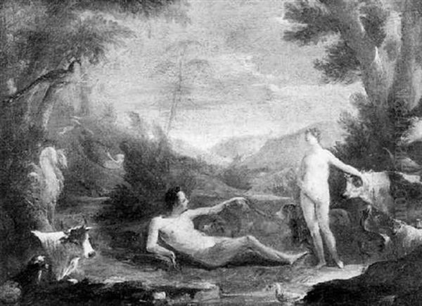 Adam Et Eve Oil Painting by Pierre-Louis Cretey