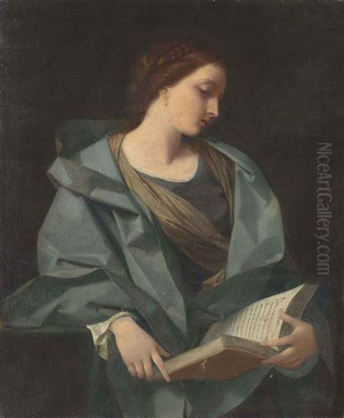 An Allegorical Figure With A Book (collaboration W/studio) Oil Painting by Donato Creti