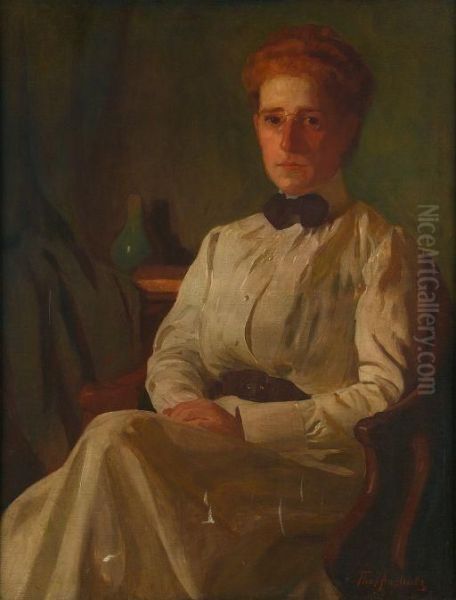 Portrait Of Miss Bunting Oil Painting by Thomas Pollock Anschutz