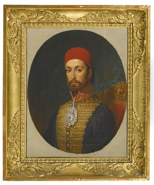 A Portrait Of Sultan 'abdulmecid (r.1839-61) Oil Painting by Konstantin Johannes Franz Cretius