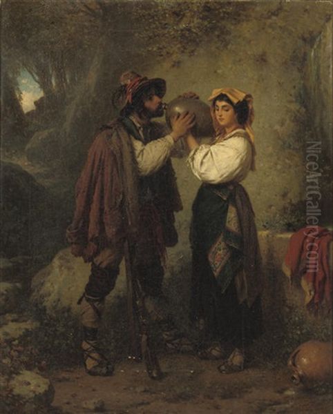 Ein Liebestrunk - The Love-potion Oil Painting by Konstantin Johannes Franz Cretius