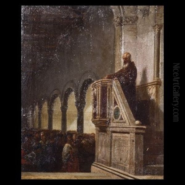 Interno Di Chiesa Con Figure Umane Oil Painting by Pasquale di Criscito