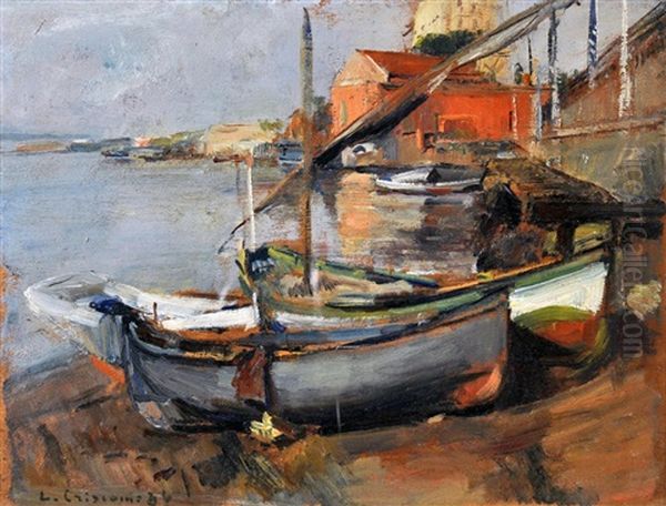 Barche Al Granatello Oil Painting by Luigi Crisconio