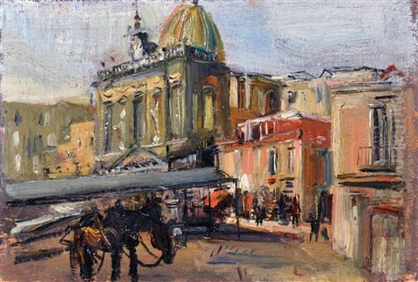 Napoli Piazza Del Carmine Oil Painting by Luigi Crisconio