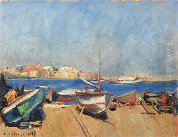 Golfo Di Napoli Oil Painting by Luigi Crisconio