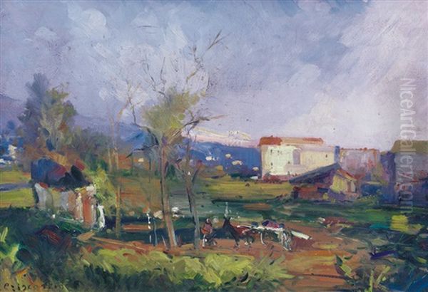 Campagna Partenopea Oil Painting by Luigi Crisconio