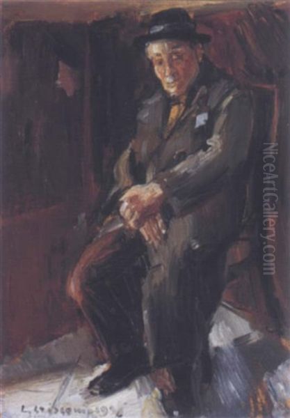 Vecchio Seduto Oil Painting by Luigi Crisconio