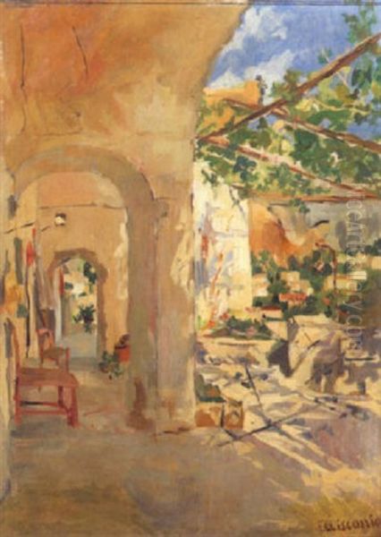 Terrazzo Caprese Oil Painting by Luigi Crisconio