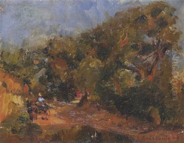 Eselkarren Auf Der Landstrase Oil Painting by Luigi Crisconio