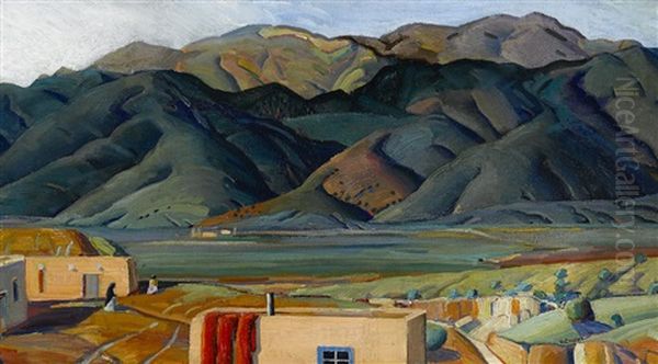 Taos, New Mexico Oil Painting by Richard Manning Crisler