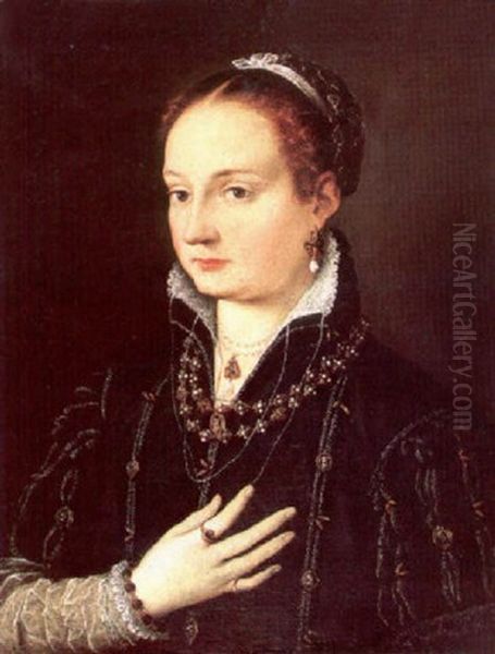 A Portrait Of A Young Woman (simonetta De Medici?) Oil Painting by Alessandro di Cristofano