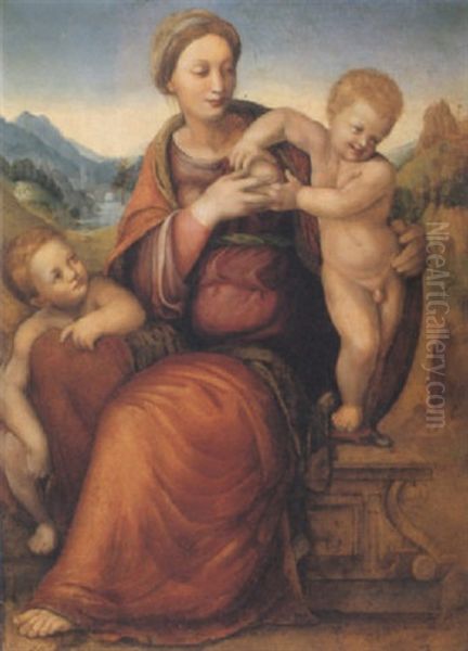 Madonna Con Bambino E San Giovannino Oil Painting by Francesco di Cristofano