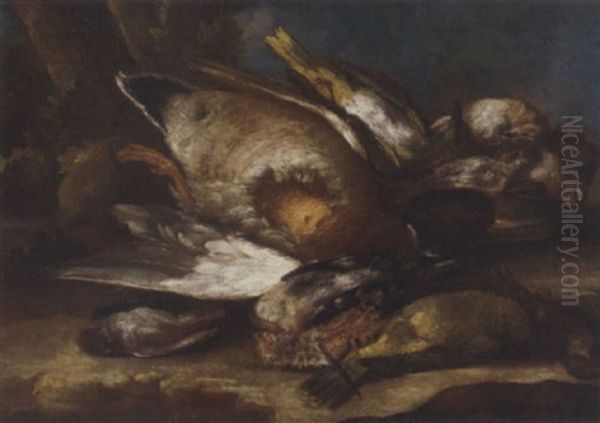 Still Life Of Game Birds Oil Painting by Angelo Maria (Crivellone) Crivelli