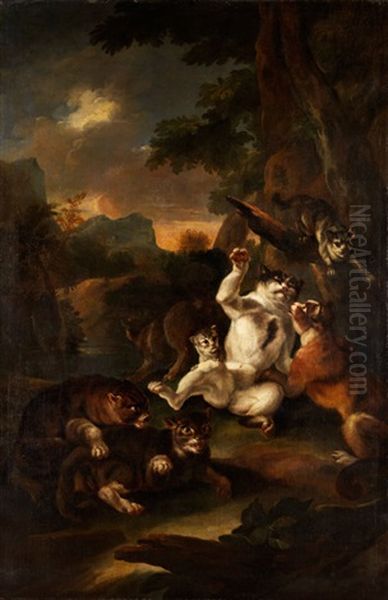 Wildkatzen In Felsiger Landschaft Oil Painting by Giovanni (Crivellino) Crivelli