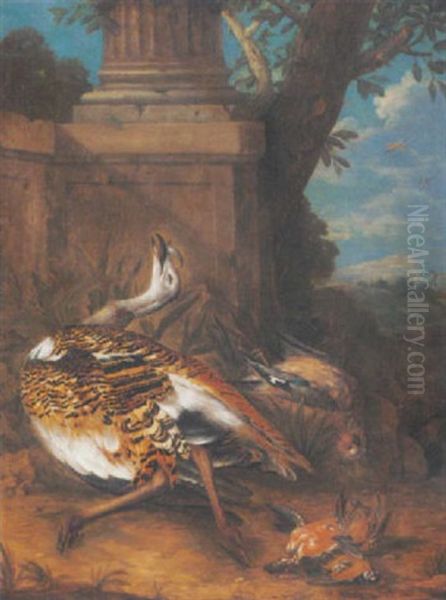 Dead Birds By A Plinth In A Clearing Oil Painting by Giovanni (Crivellino) Crivelli