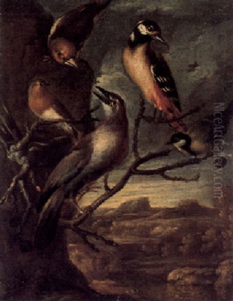 Vogelkonzert In Einer Landschaft Oil Painting by Giovanni (Crivellino) Crivelli