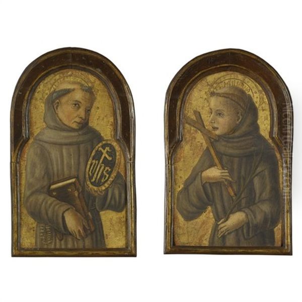 San Bernardino (+ A Franciscan Monk; Pair) Oil Painting by Vittorio Crivelli