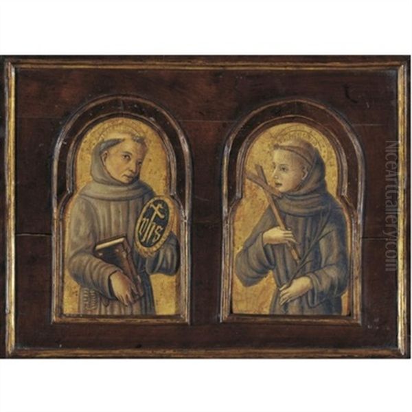 San Bernardino (+ A Franciscan Monk; Pair) Oil Painting by Vittorio Crivelli