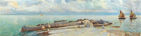 Coastal Landscape Oil Painting by Menci Clemens Crncic