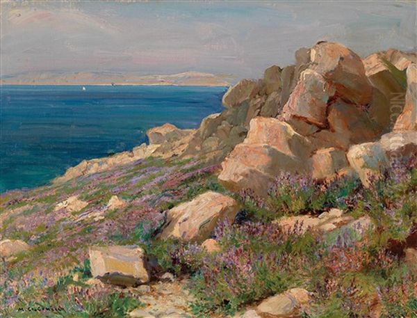 Coastal Landscape In Croatia Oil Painting by Menci Clemens Crncic