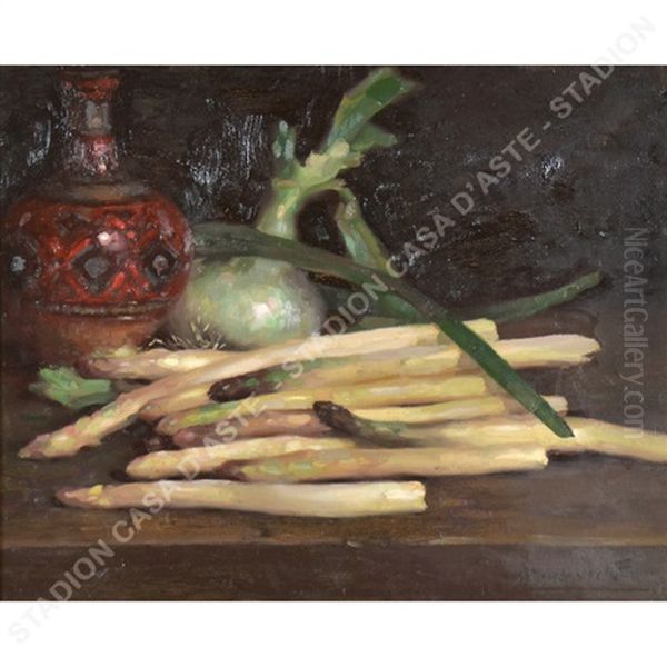 Natura Morta Con Asparagi Oil Painting by Bruno Croatto