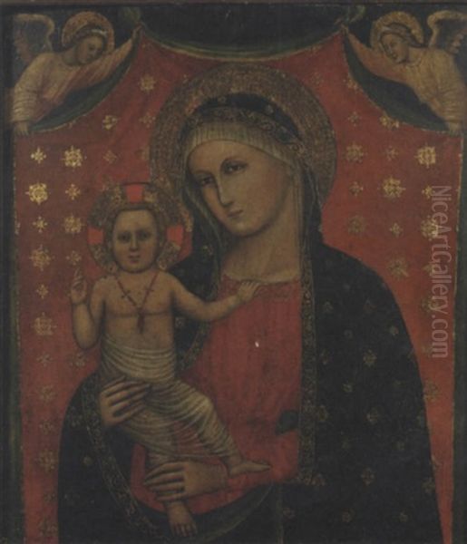 Madonna Con Bambino E Due Angeli Oil Painting by Simone (di Filippo) dei Crocifissi