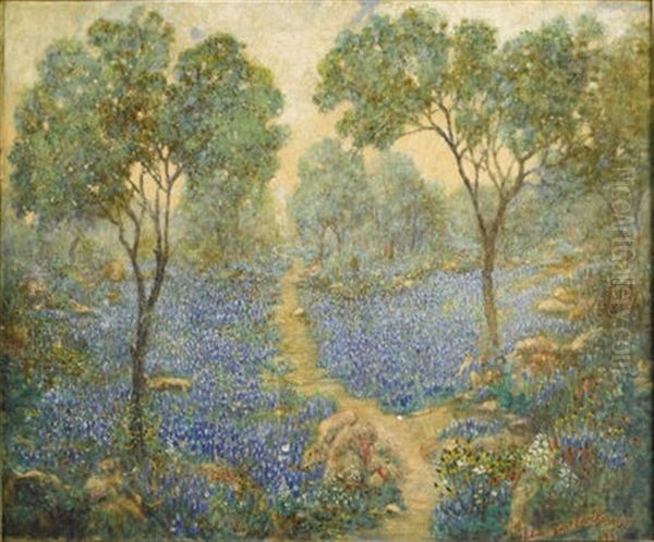 Bluebonnet Trail Oil Painting by Edna Earl Crocker