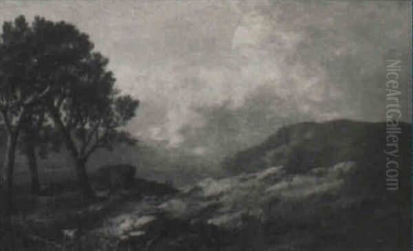 Hunter At Storm King Mountain Oil Painting by John Denison Crocker