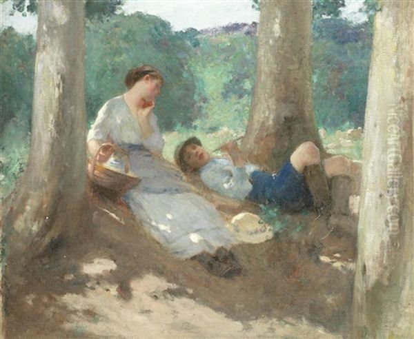 Relaxing Among The Trees Oil Painting by Henry Edgar Crockett