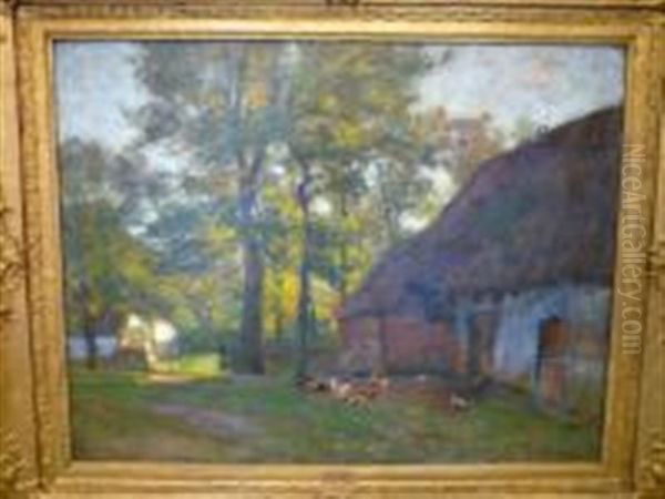 Cour De Ferme Et Basse Cour Oil Painting by Paul Eduard Crodel