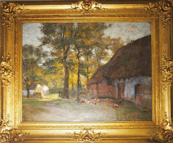 Cour De Ferme Et Basse Cour Oil Painting by Paul Eduard Crodel