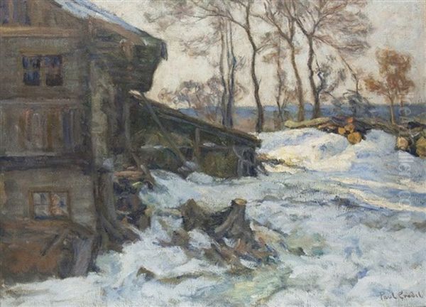 Winterlandschaft Bei Munchen Oil Painting by Paul Eduard Crodel