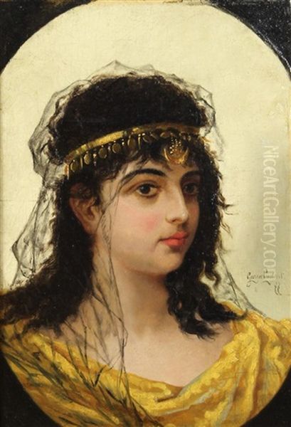 La Belle Orientale, 1877 Oil Painting by Georges Croegaert