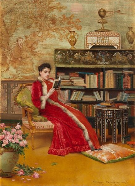 A Good Read Oil Painting by Georges Croegaert