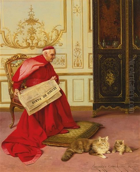 Distractions Oil Painting by Georges Croegaert