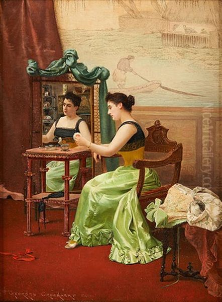 Elegante Se Poudrant Oil Painting by Georges Croegaert