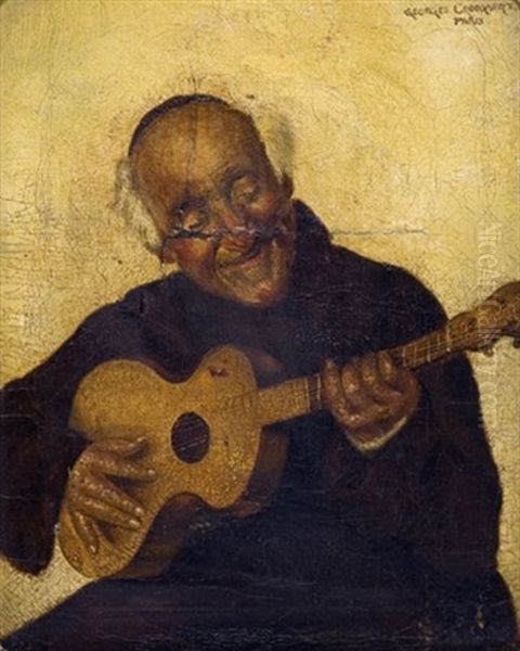 Guitarist Oil Painting by Georges Croegaert